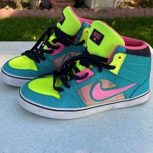 Nike Bright Green, Blue, and Pink High Tops!  sz 7 y or 8.5 w